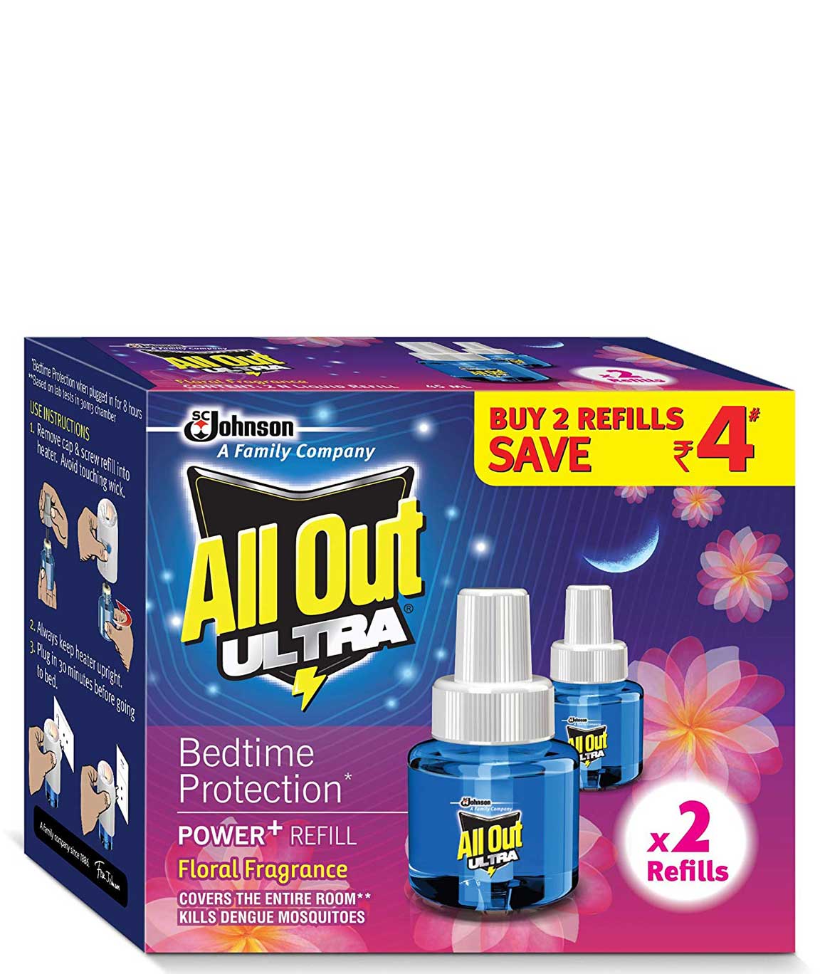 All Out Ultra Power+ Floral Fragrance (2 refills pack)