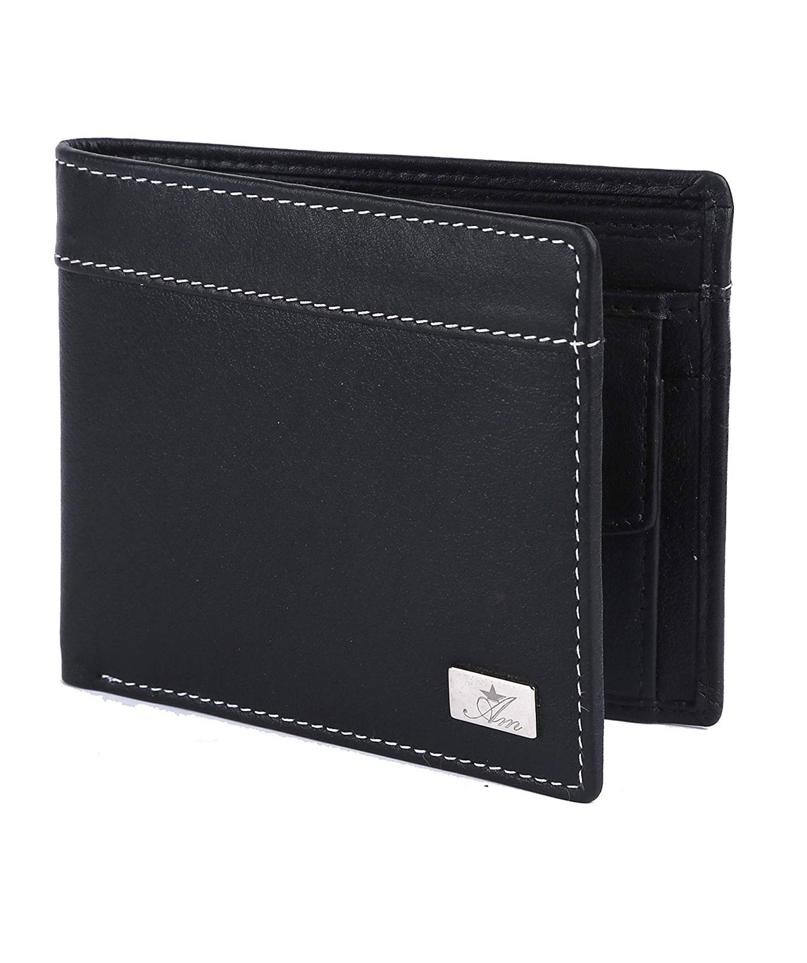 Am Leather Bi Fold Genuine Leather Wallet Black Good Premium Quality Hand Crafted Purse Wallet for Men and Boys