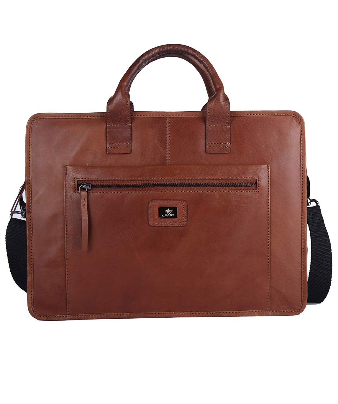 AM LEATHER Men`s Leather Brown Laptop Bag