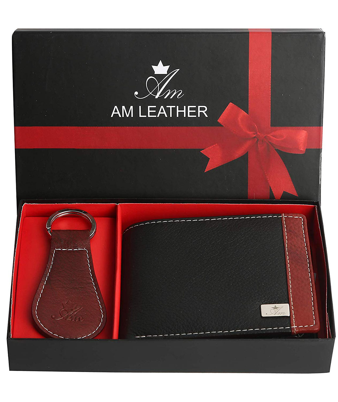 AM LEATHER Wallet Key Ring Combo Set for Men & Boys