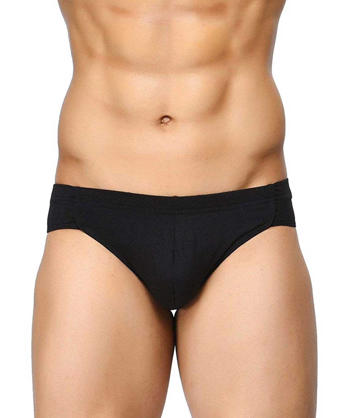 BASIICS by La Intimo Men`s Black Cotton Spandex Breatheable Chic Brief