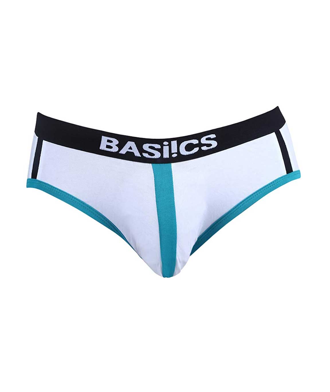 BASIICS by La Intimo Men`s White Cotton Spandex Retro Style Brief