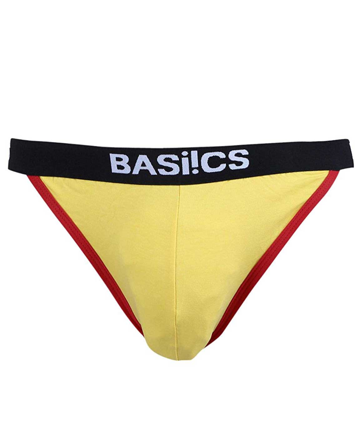 BASIICS by La Intimo Men`s Yellow Cotton Spandex Thigh High Brief
