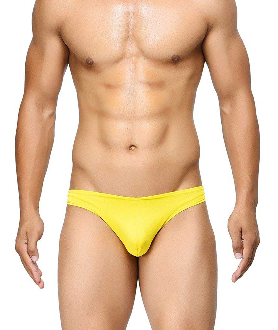 BASIICS by La Intimo Men`s Yellow Polyester Spandex Semi-Seamless Feather Weight Brief