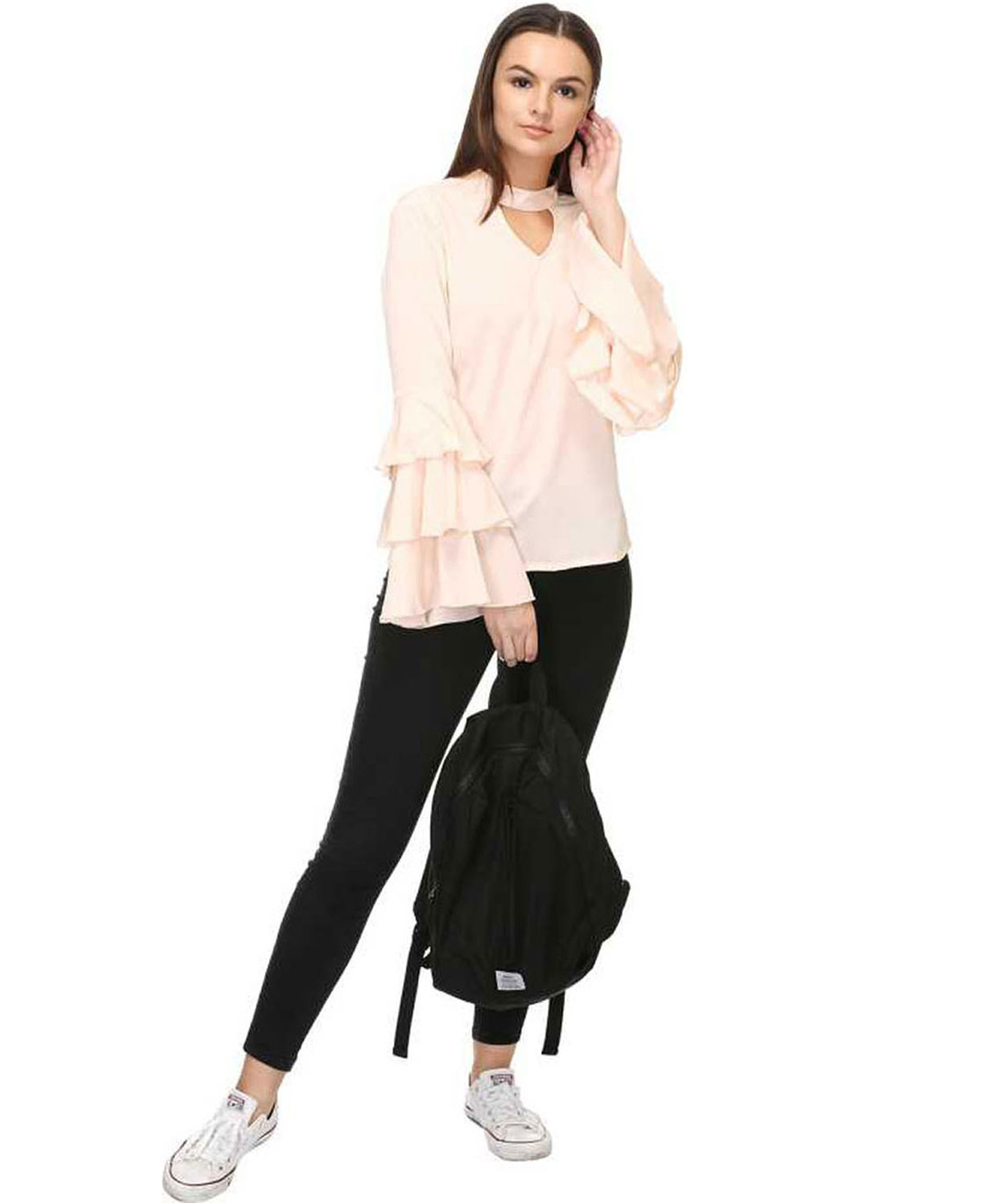 CASUAL LAYERED SLEEVE SOLID WOMEN PINK TOP