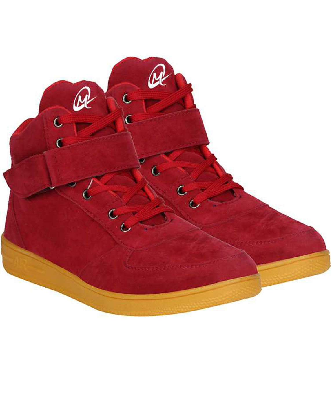 CASUAL LONG SUEDE BOOT SNEAKERS FOR MEN (RED, GOLD)