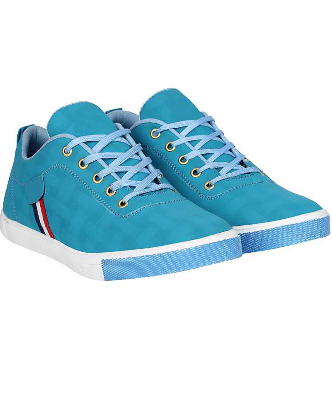 CHECK SNEAKERS CASUALS FOR MEN (WHITE, SKY BLUE)