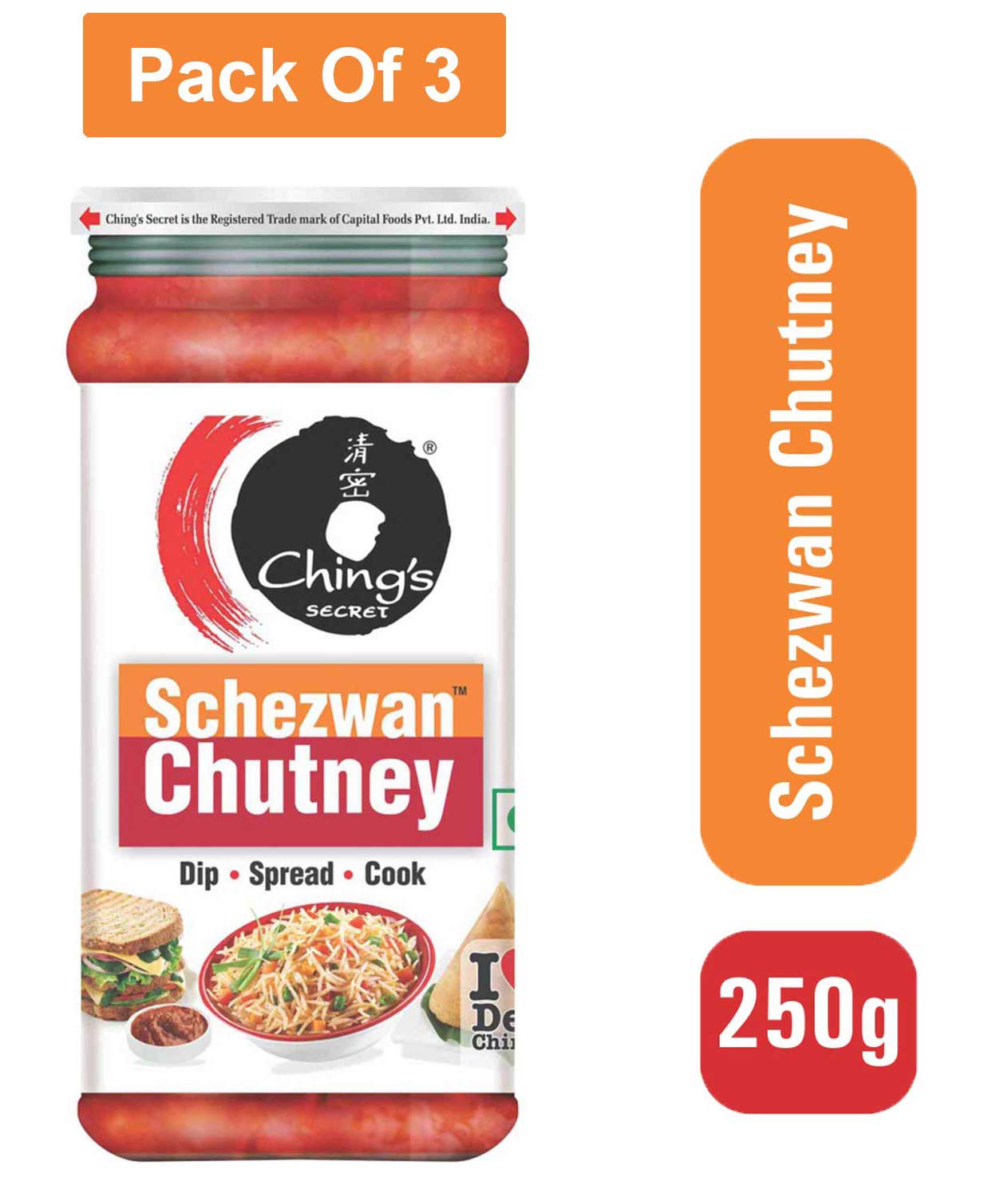 Ching`s Secret Schezwan Chutney, 250gm- Pack of 3