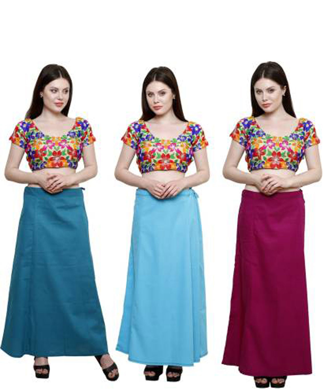 DARK RAMA, LIGHT RAMA AND MAGENTA COTTON BLEND PETTICOAT (XXL)