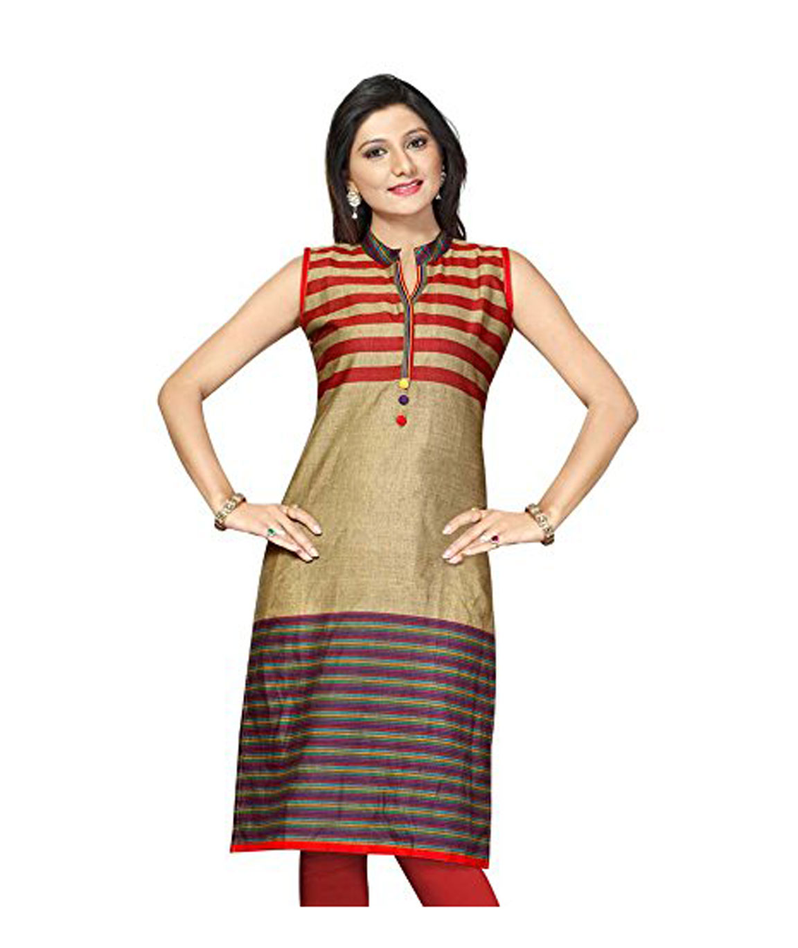 Designer Kurtis Beige Color Cotton Kurti
