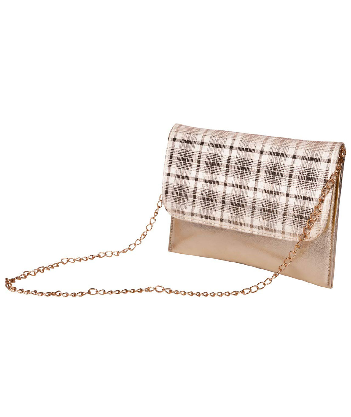 DN Enterprises Girls/Women`s Stylish PU Leather Cross Body chain Shoulder Sling Bag/Hand Bag(golden)
