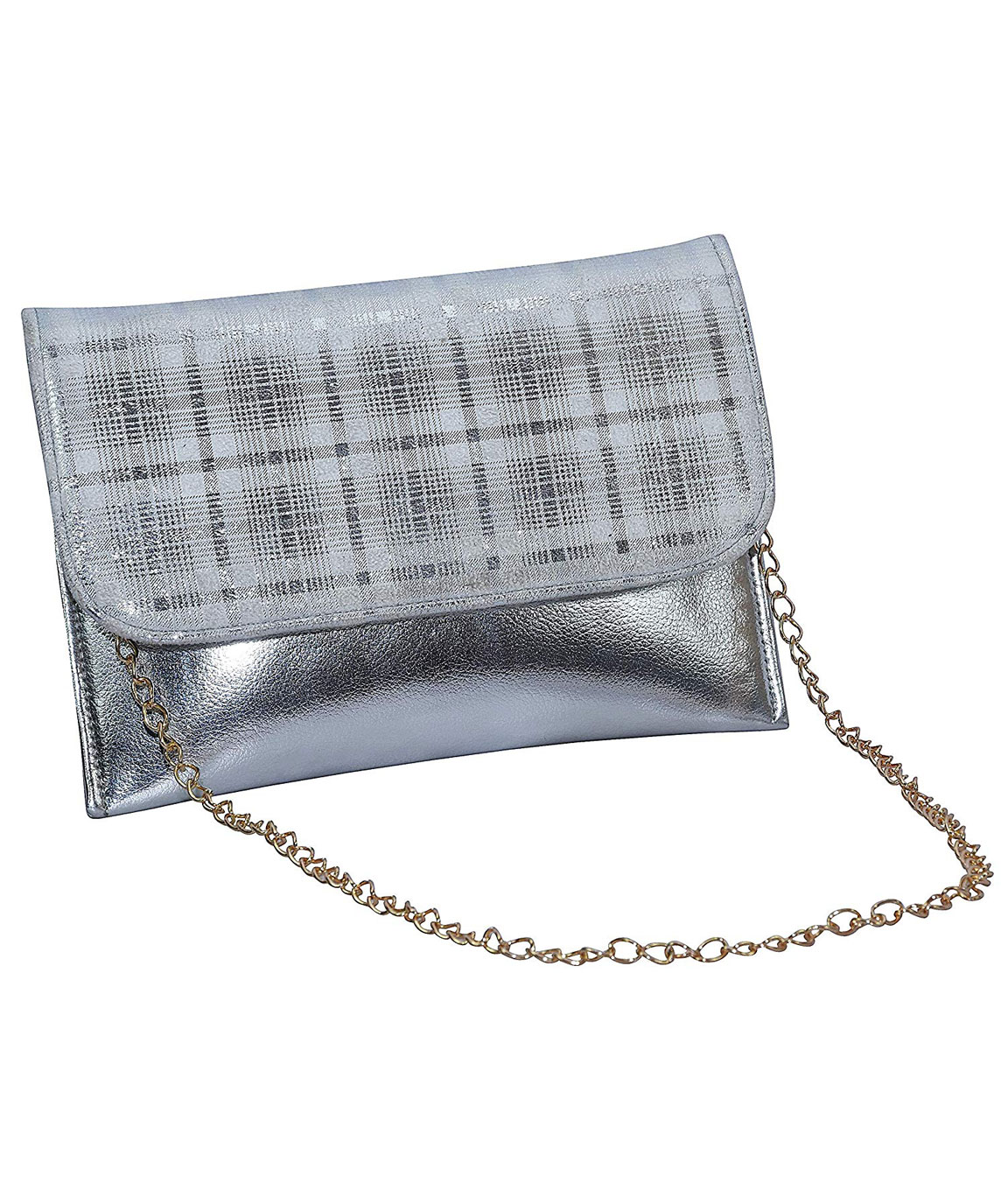 DN Enterprises Girls/Women`s Stylish PU Leather Cross Body chain Shoulder Sling Bag/Hand Bag   (silver)