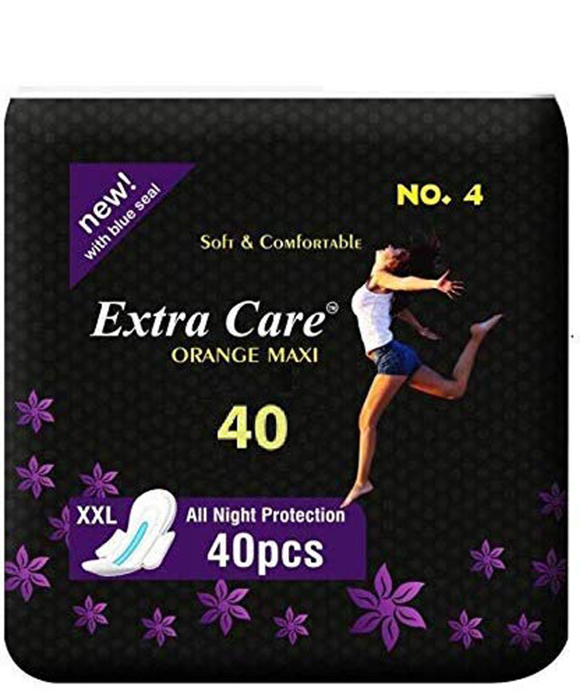 Extra Care Sanitary Pads, XXL - Pack of 40 (XXL, Orange Maxi)