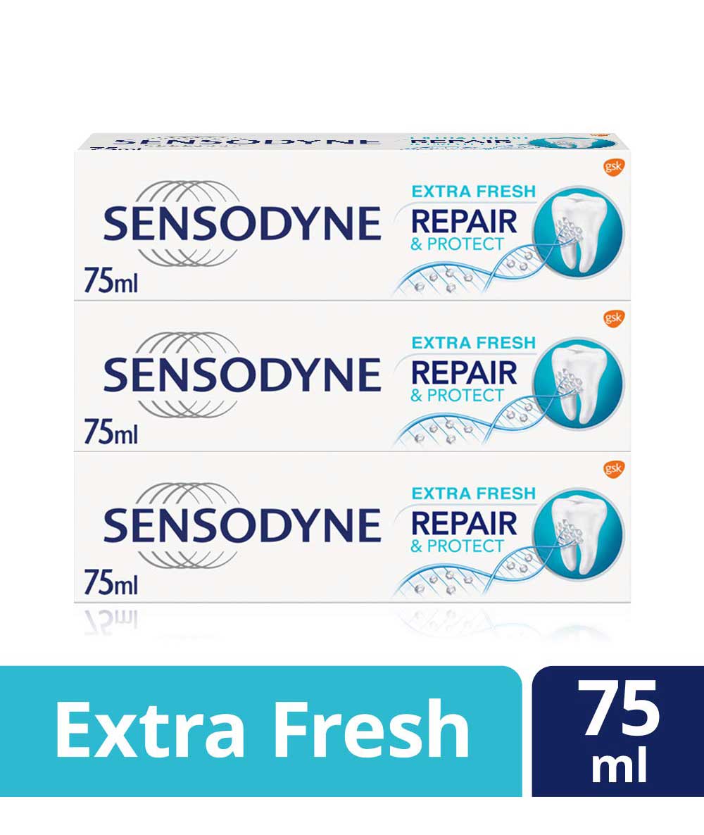 Extra Fresh, Pack of 3: Sensodyne Sensitive Repair and Protect Toothpaste, 75 ml, Extra Fresh- pack of 3