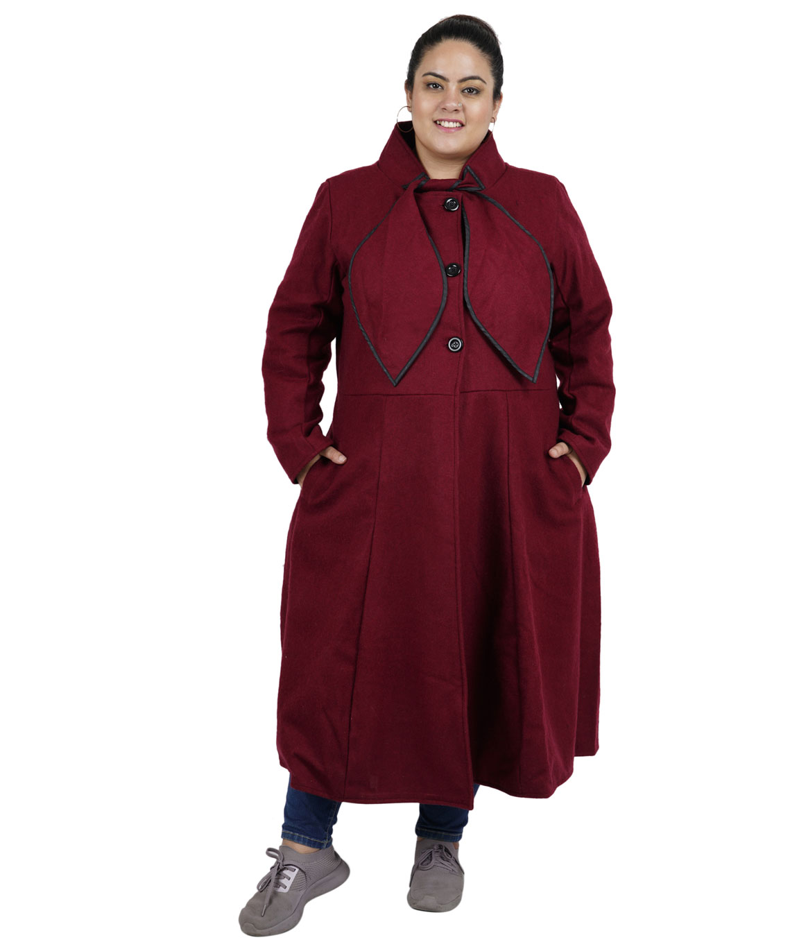 FAZZN Long Woolen Coats(Maroon)