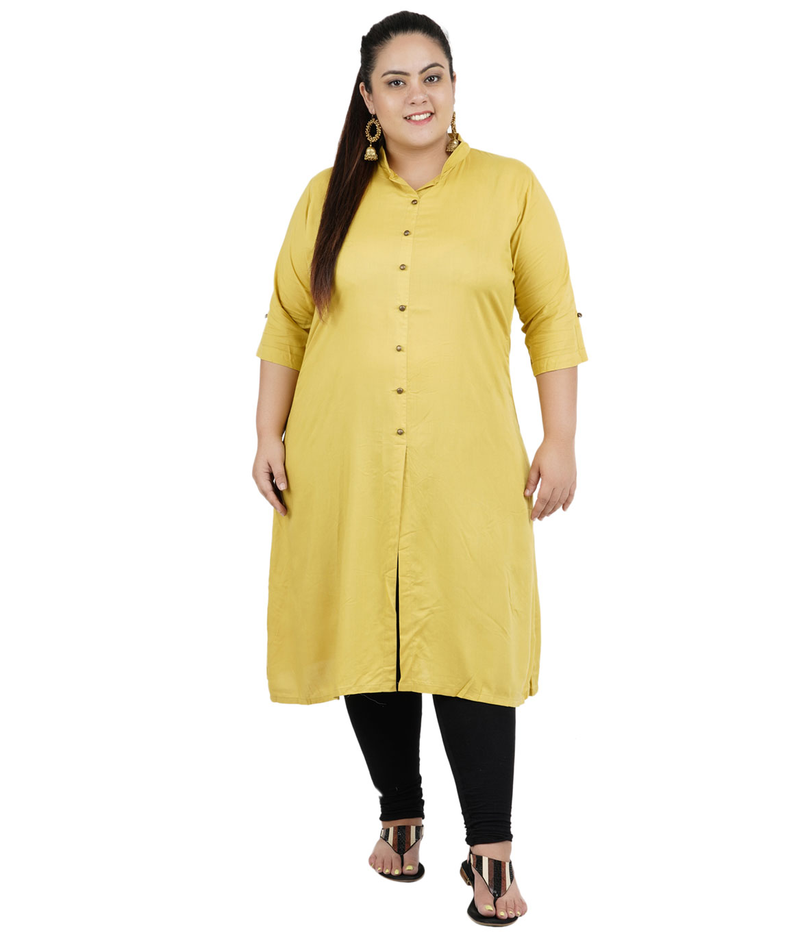 Fazzn Womens Rayon Straight Kurti (Khaki)