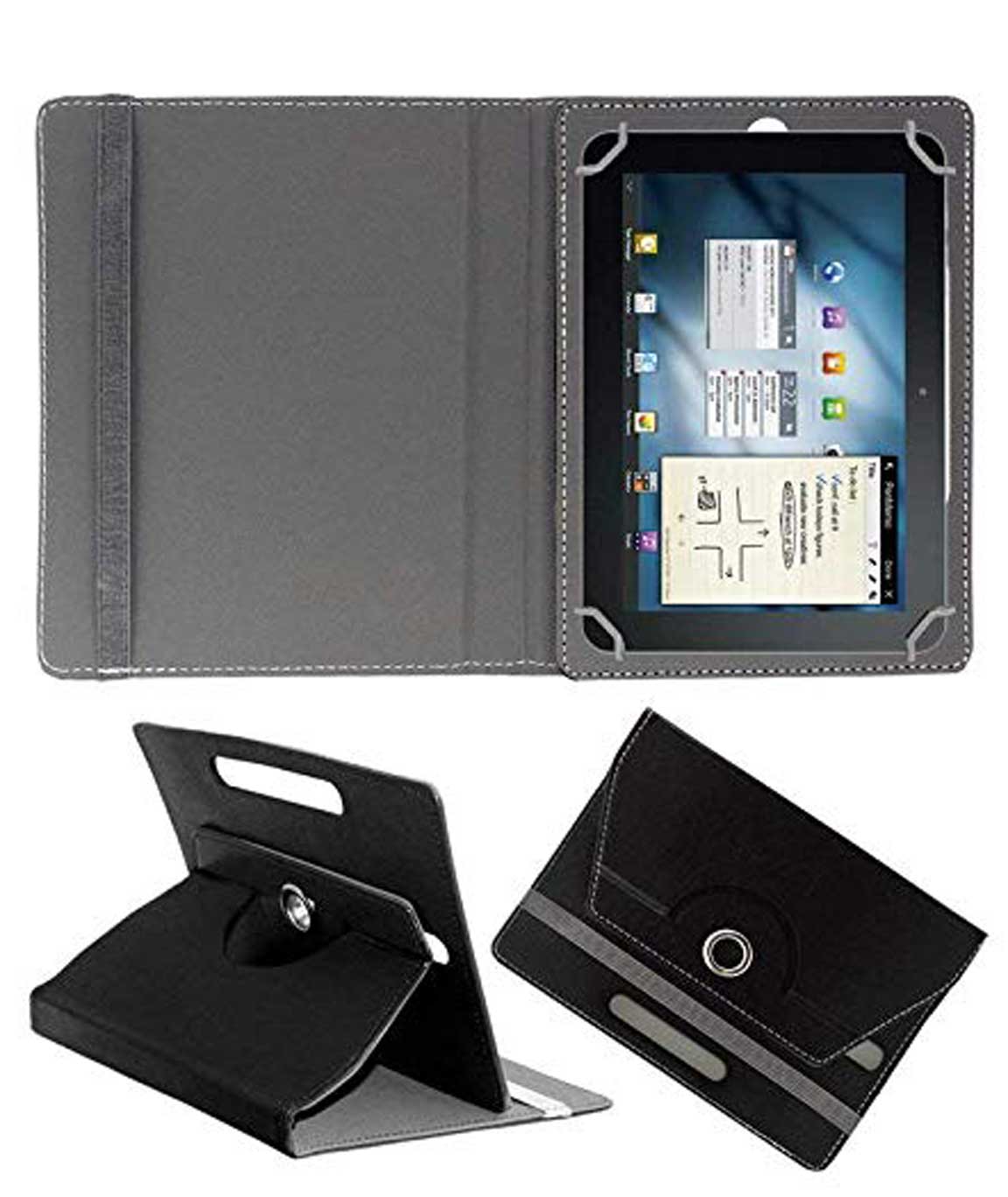 Hello Zone 360° Rotating 7” Inch Flip Case Cover Book Cover for I KALL N1 Dual Sim 3G Calling Tablet -Black