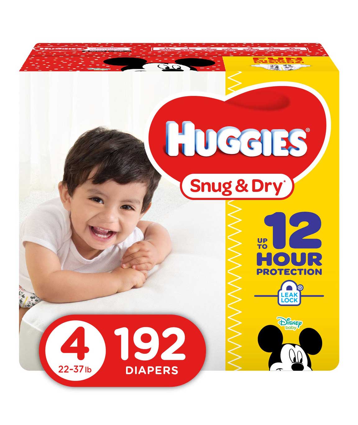 HUGGIES Huggies Snug & Dry Diapers, Size 4, 192 Count (One Month Supply) (Packaging May Vary)