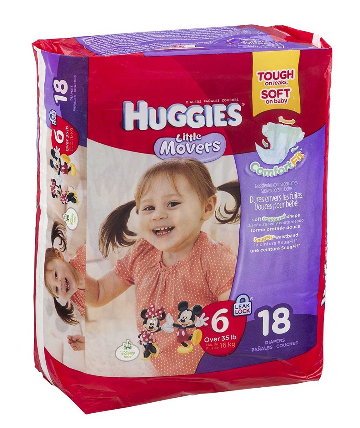 Huggies Little Movers Diapers Jumbo, Size 6, Over 35 lbs, 40799 (Case of 72)
