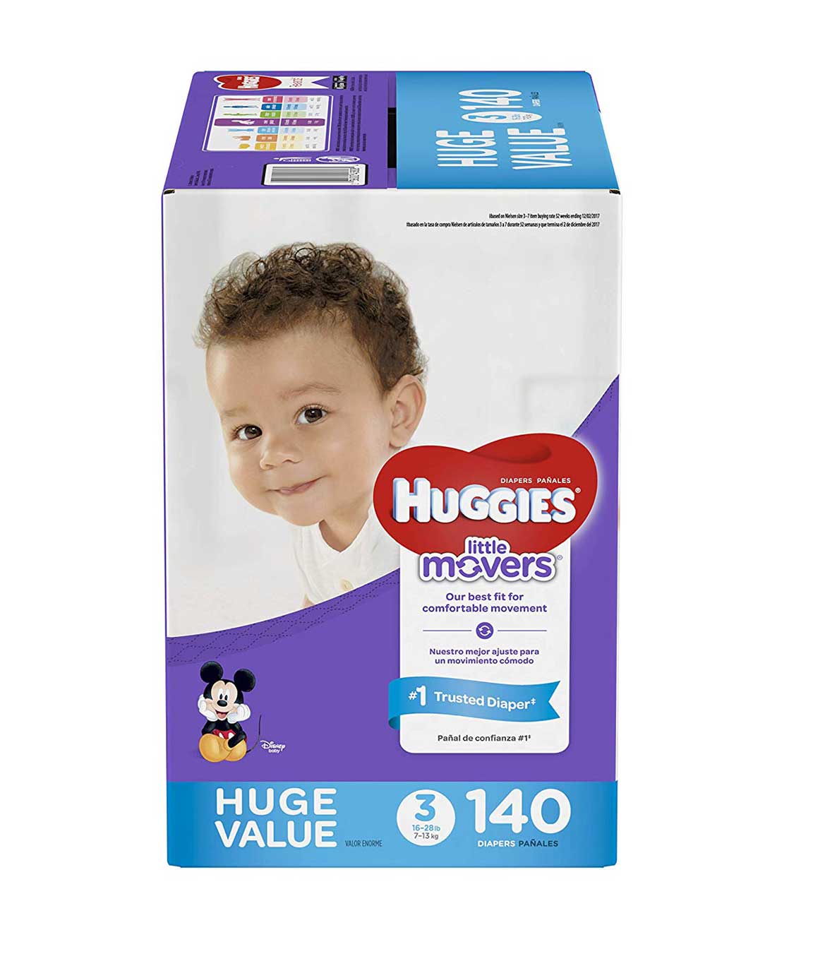 HUGGIES Little Movers Diapers, Size 3, 140 Count (Packaging May Vary)