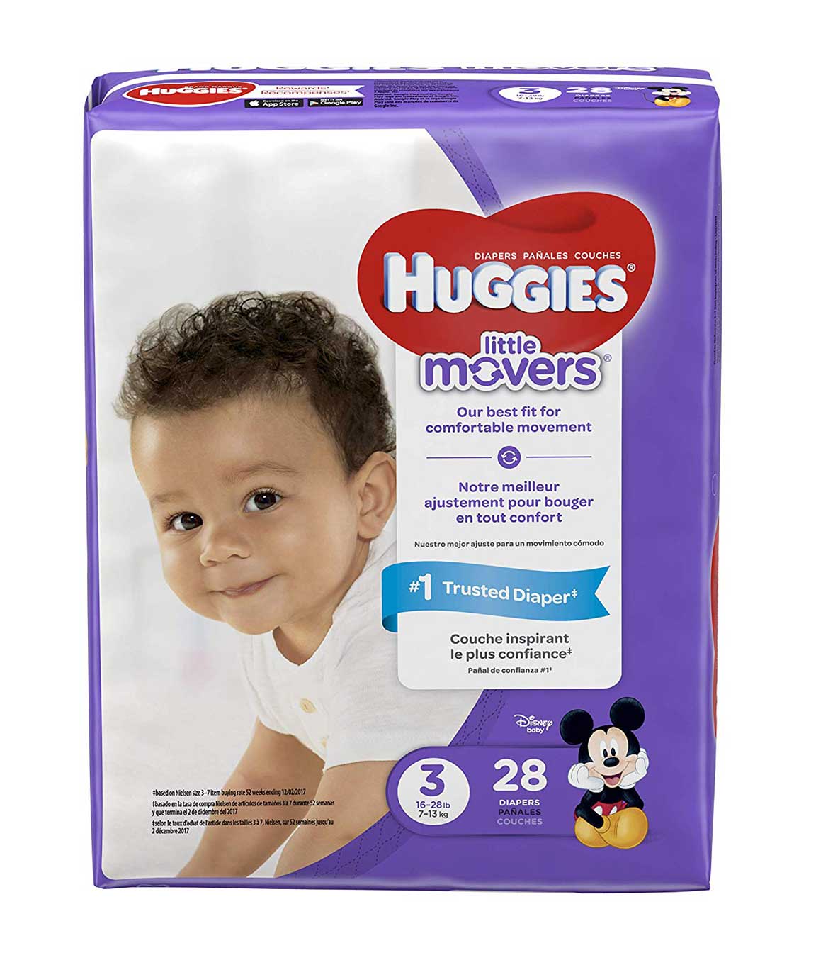 HUGGIES Little Movers Diapers, Size 3, 28 Count (Packaging May Vary)