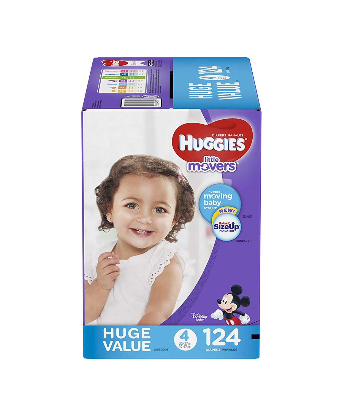 HUGGIES Little Movers Diapers, Size 4, 124 Count (Packaging May Vary)