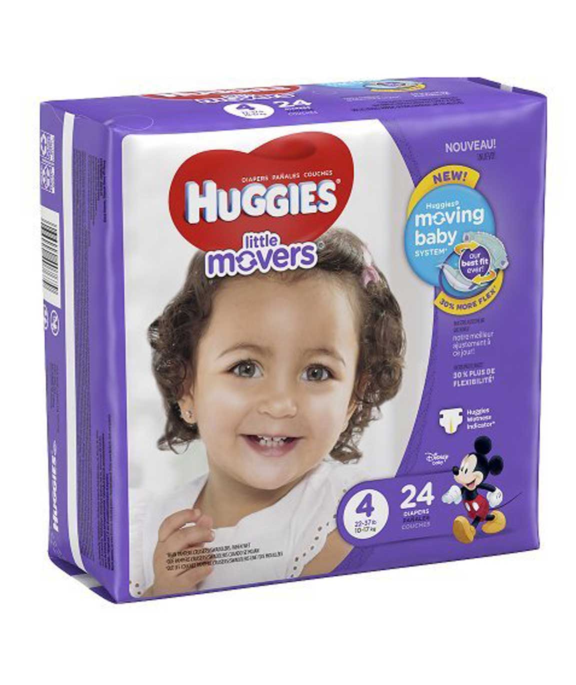 Huggies Little Movers Diapers, Size 4(22-37 lb), 24 Each/ 2 PK