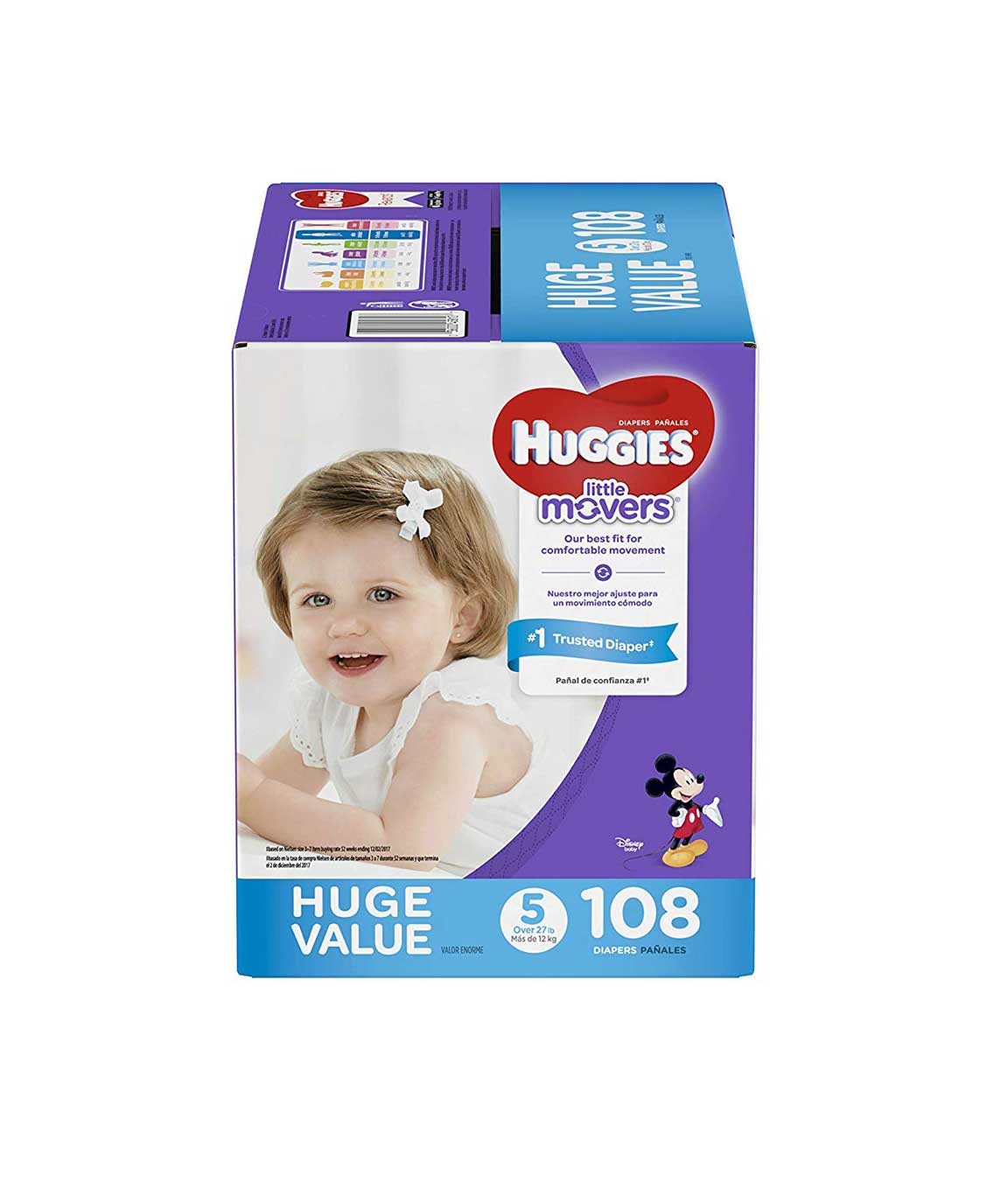 HUGGIES Little Movers Diapers, Size 5, 108 Count (Packaging May Vary)