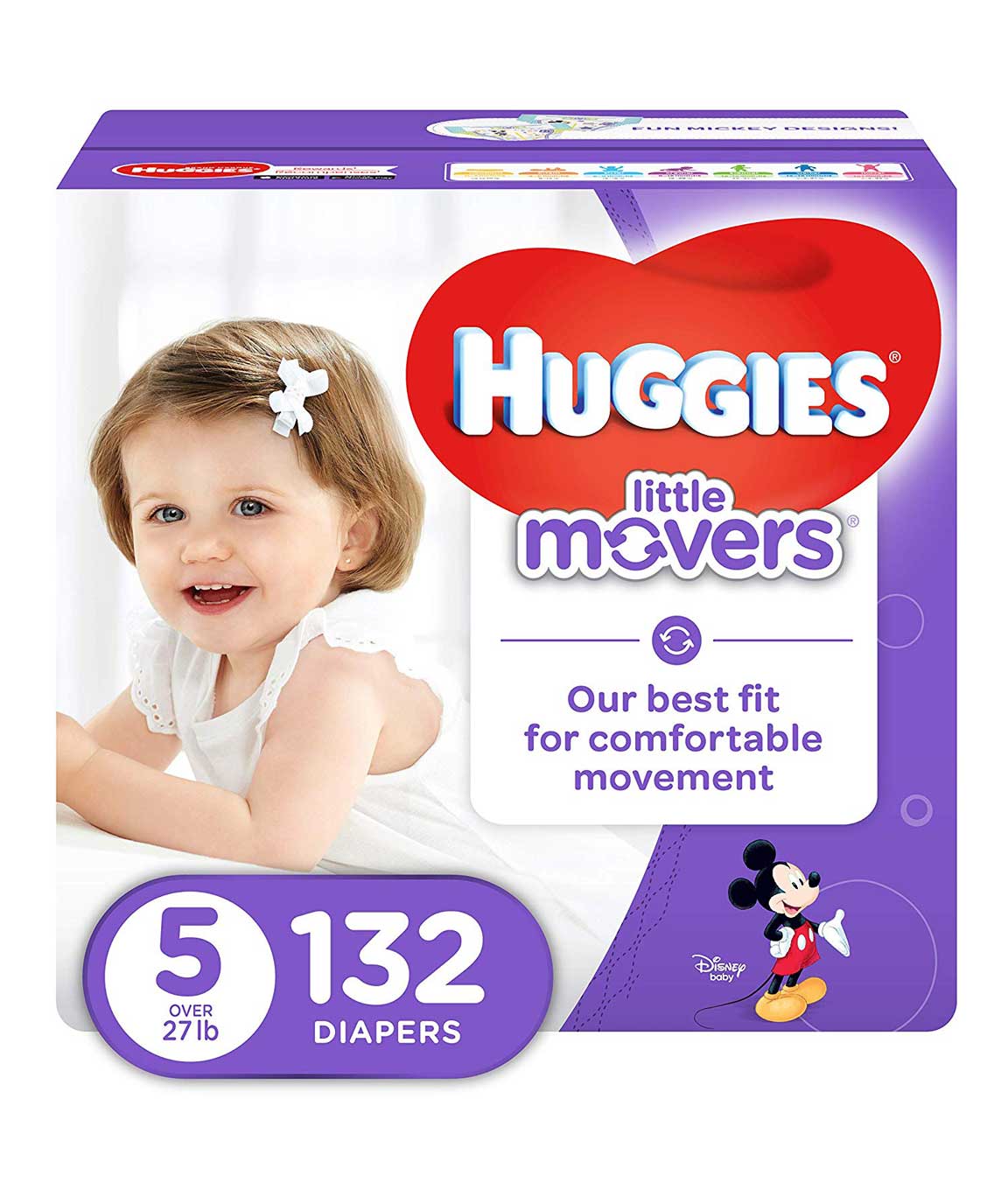 HUGGIES Little Movers Diapers, Size 5, 132 Count (Packaging May Vary)