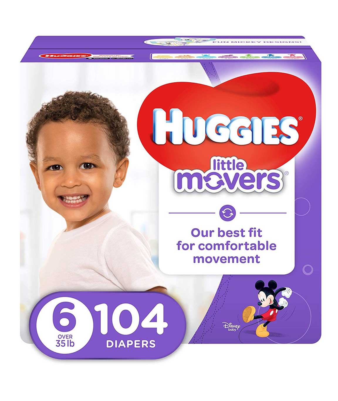 HUGGIES Little Movers Diapers, Size 6, 104 Count (Packaging May Vary)