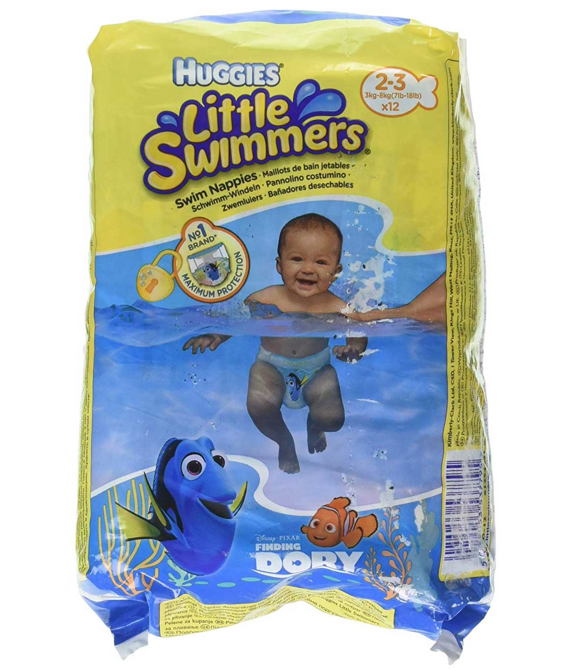 Huggies Little Swimmers 3-8kg Swim Nappies, 2-3 (Multicolour) - Pack of 12 Pieces