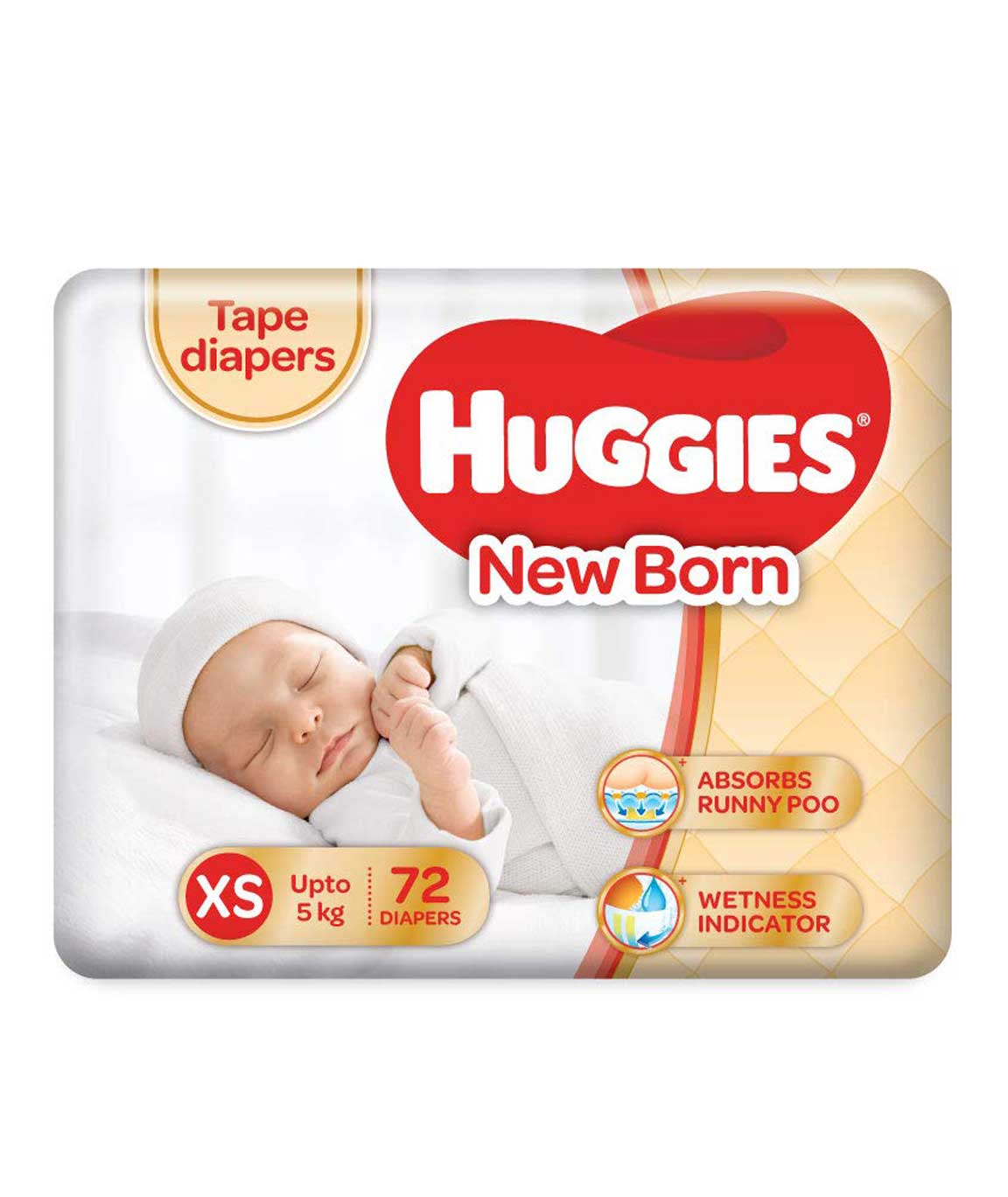 Huggies New Born Taped Diapers 72 Counts