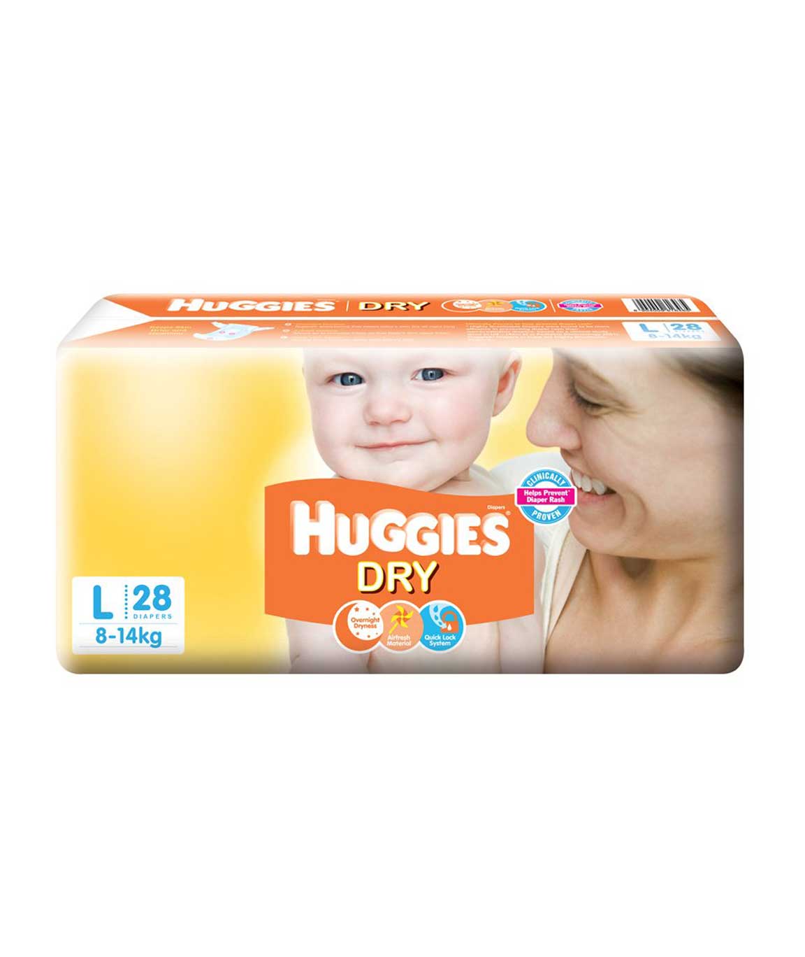 Huggies New Dry Large Size Diapers (28 Counts)
