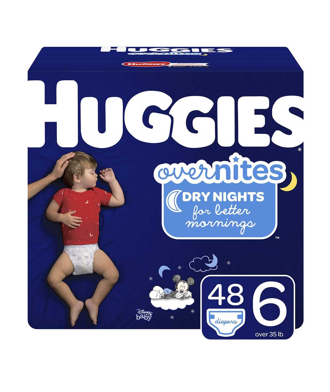 HUGGIES OverNites Diapers, Size 6 (35+ lb.), 48 ct, Overnight Diapers, Giga Jr Pack (Packaging May Vary)