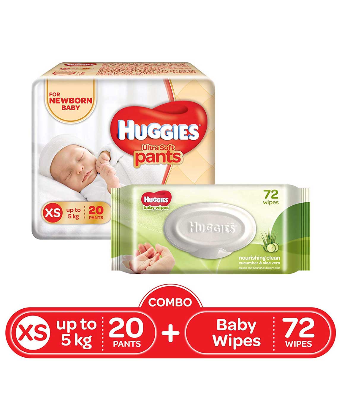 Huggies Ultra Soft Combo, X-Small Diapers (20 Count) and Wipes (72 Count)