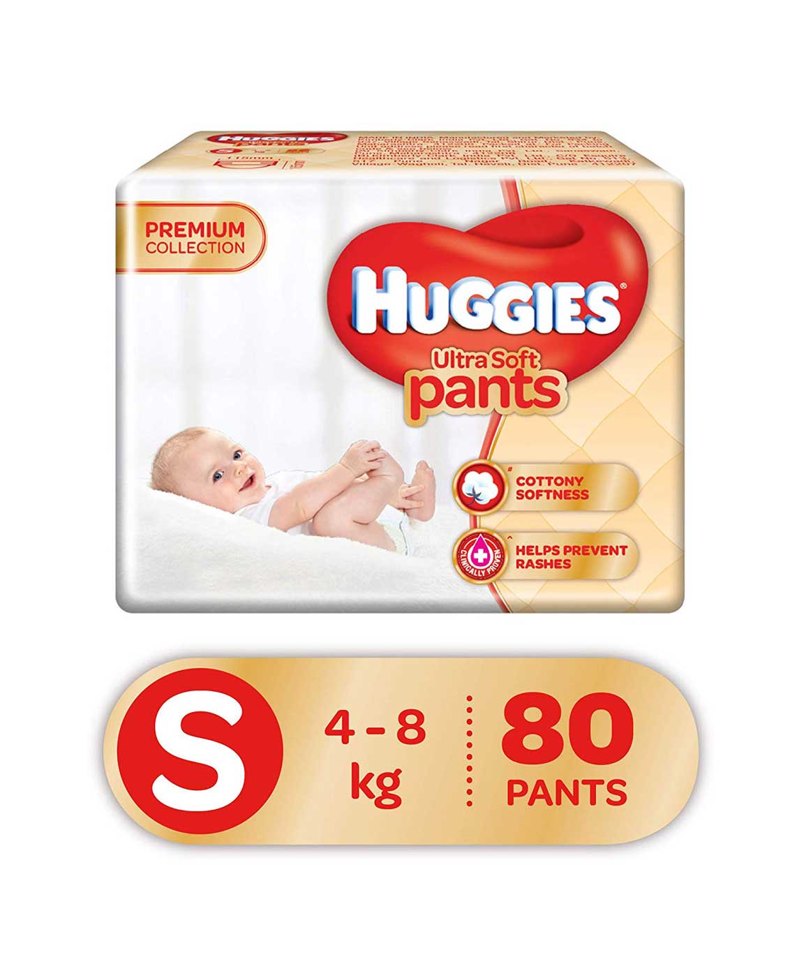 Huggies Ultra Soft Pants Small Size Premium Diapers (80 Counts)