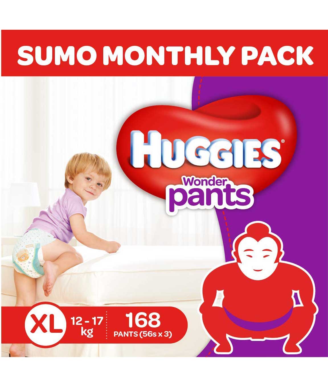 Huggies Wonder Pants Diapers Sumo Pack, Extra Large 168 Count
