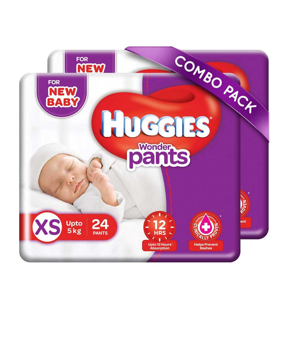Huggies Wonder Pants Extra Small Size Diaper Pants Combo Pack of 2, 24 Counts Per Pack (48 Counts)
