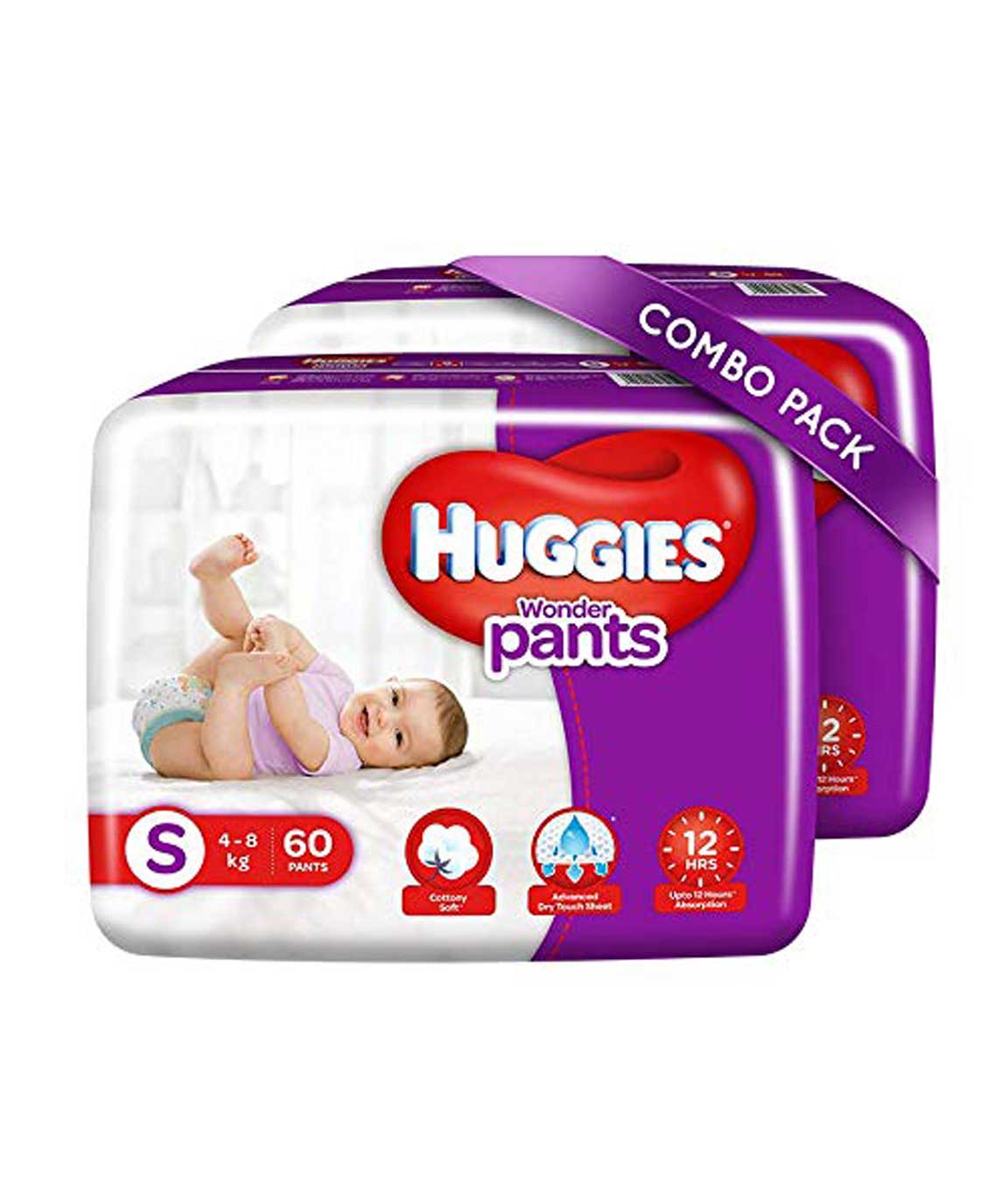 Huggies Wonder Pants Small Size Diapers Combo Pack of 2 60 Counts Per Pack 120 Counts