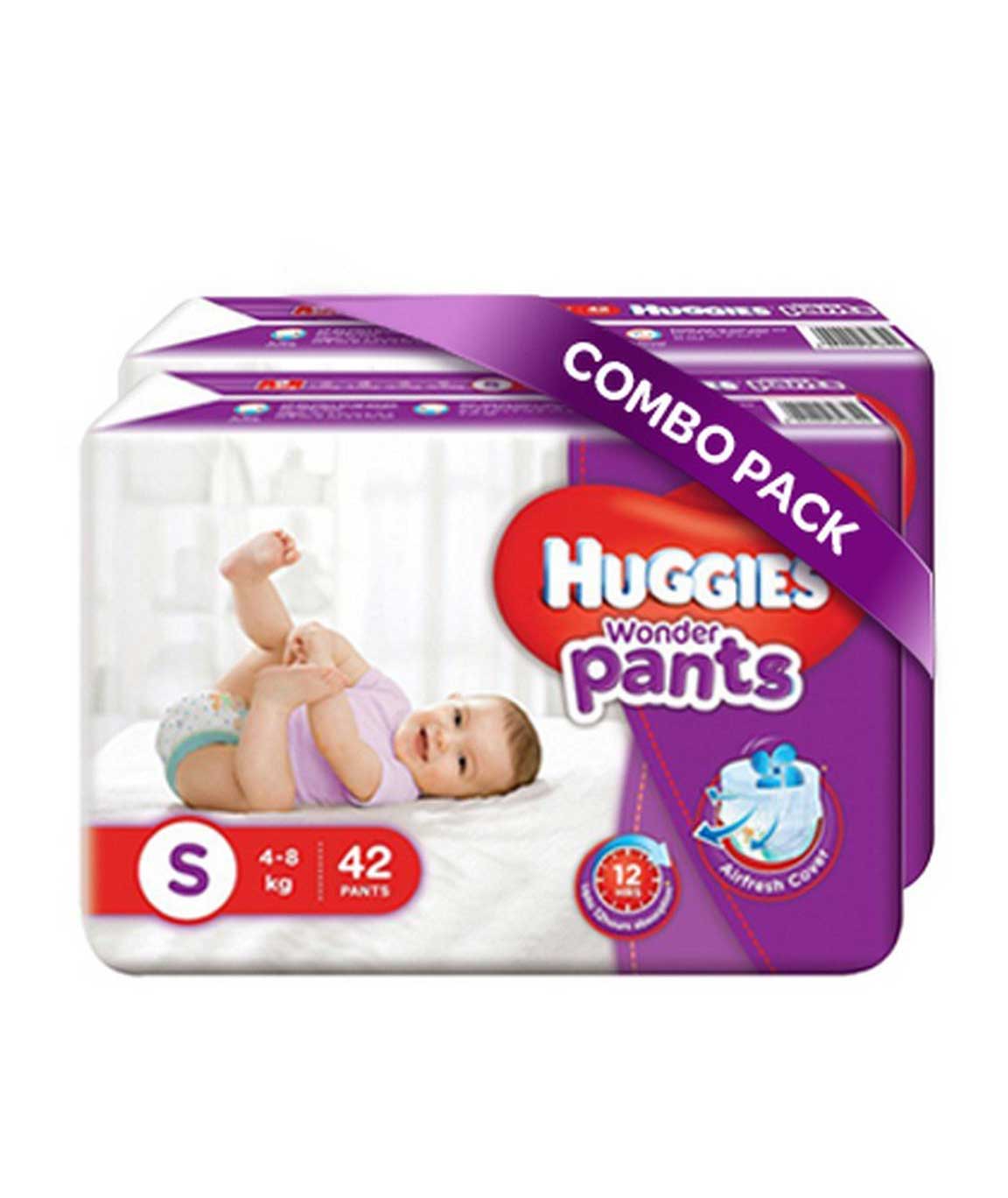 Huggies Wonder Pants Small Size Diapers (Pack of 2, 42 Counts per Pack)