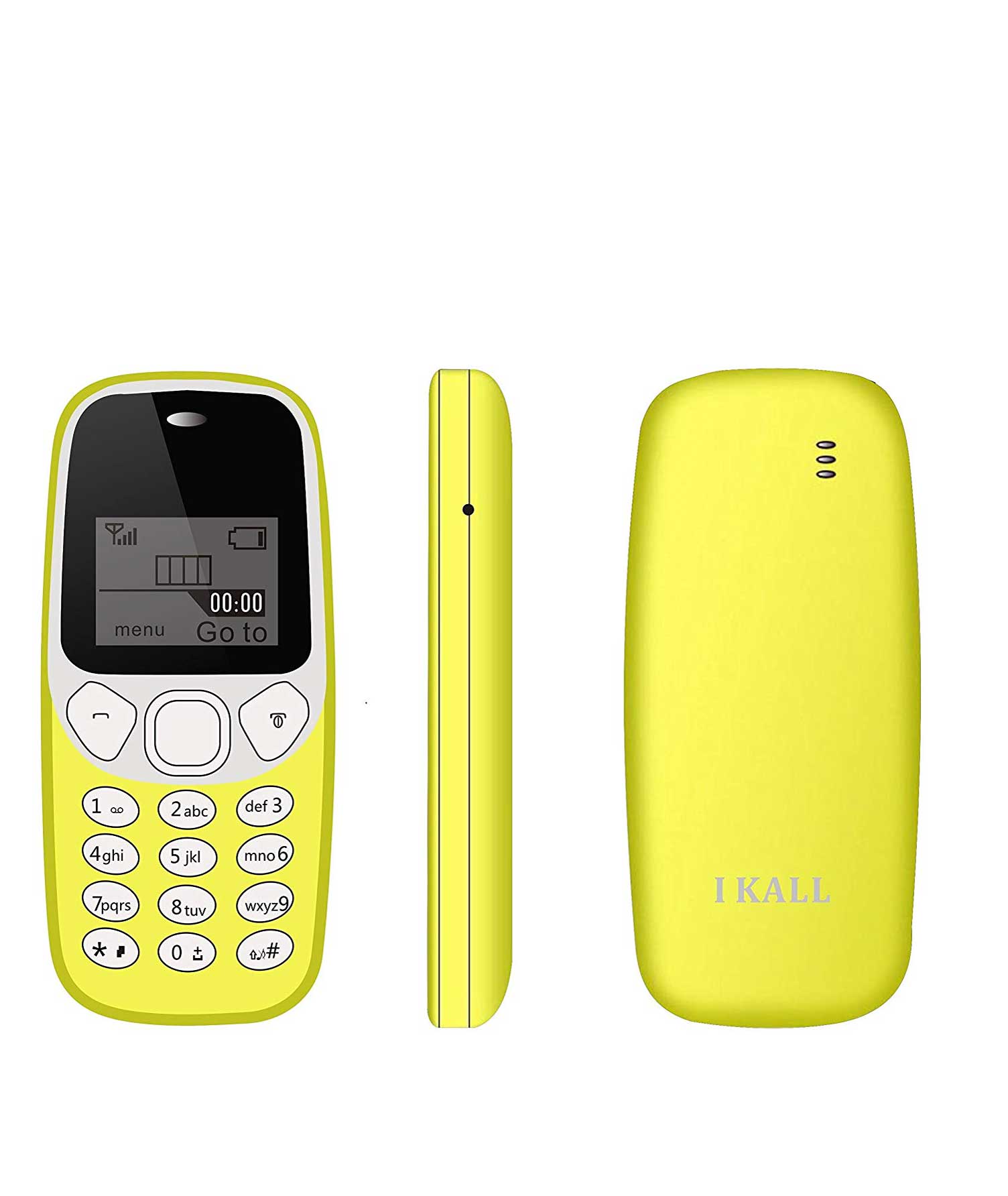 IKALL 1.4 inch Display K71, Yellow Feature Mobile Phone with USB Mini Cooler Combo, Assorted Colour