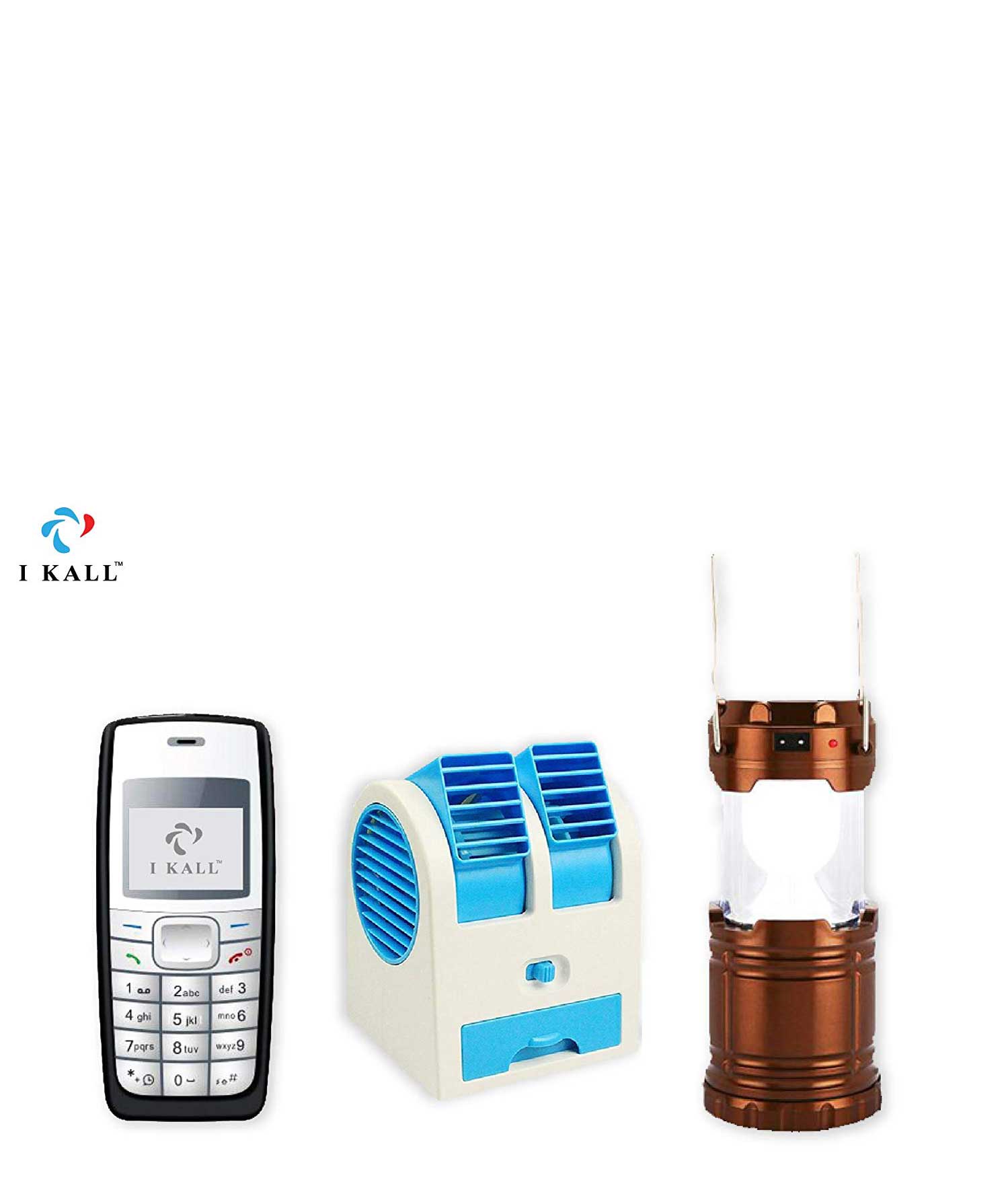 IKALL 1.4-inch Display K72(Black) Mobile with USB Mini Cooler and Solar Lamp Combo - Assorted Colour