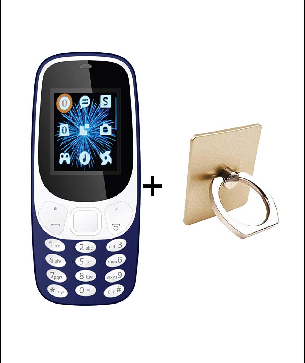 IKALL 1.8 inch Display K3310, Dark Blue Feature Mobile Phone with Ring Holder, Assorted Colour