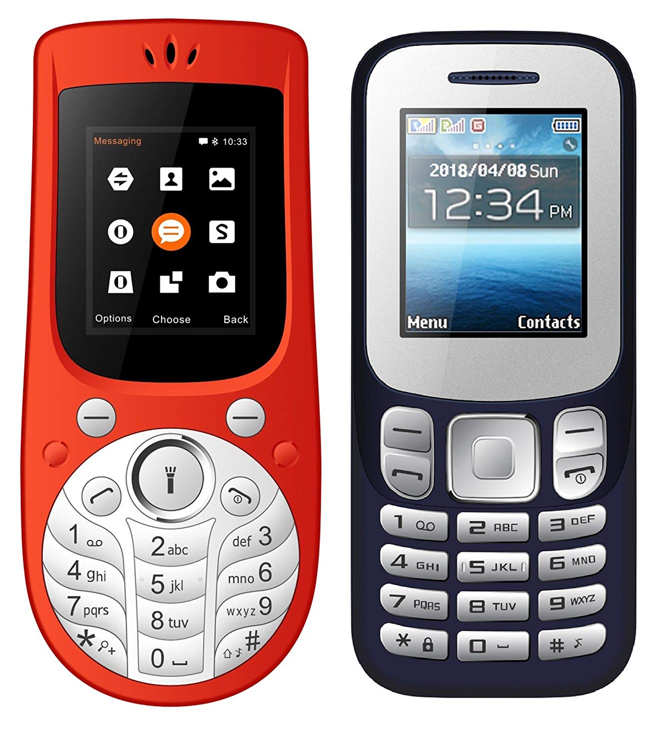 IKALL 1.8 inch K16 New and K18 Phone Combo with 800 mAh Lithium-Ion Battery and 0.3 Mp Camera (Dual Sim, Dark Blue and Red)