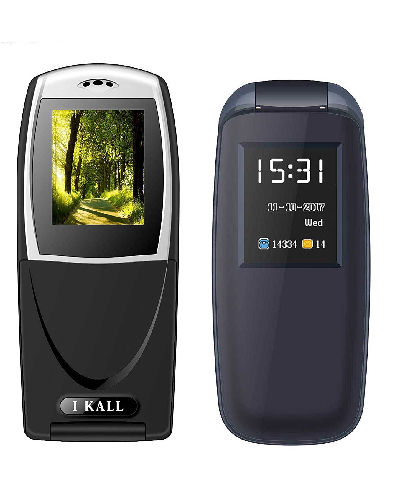 IKALL 1.8 Inches Flip Mobile Combo of K3312 and K19 New (Dark Blue and Black)