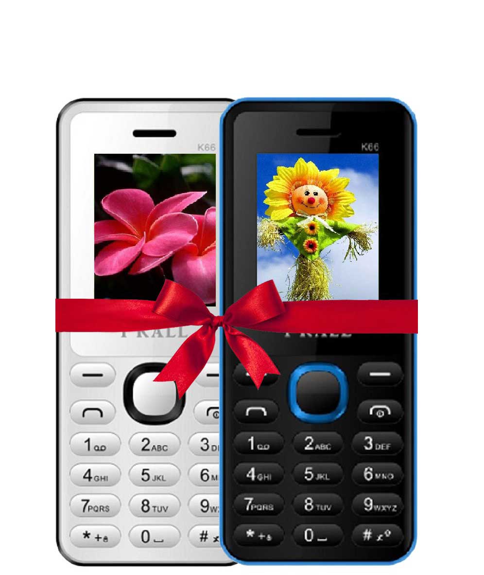 IKALL 4.57 Cm/1.8 Inch K66 Mobile Phone Combo (White & Blue)