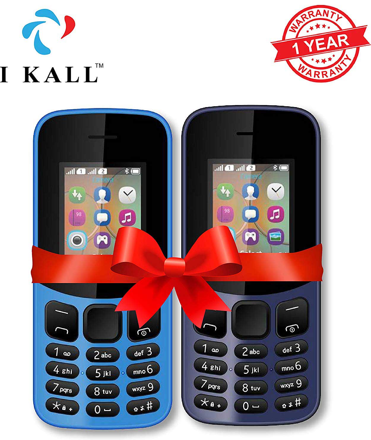 IKALL Combo of 1.8 -inch Display Feature Phone -K12 New (Light Blue and Dark Blue)