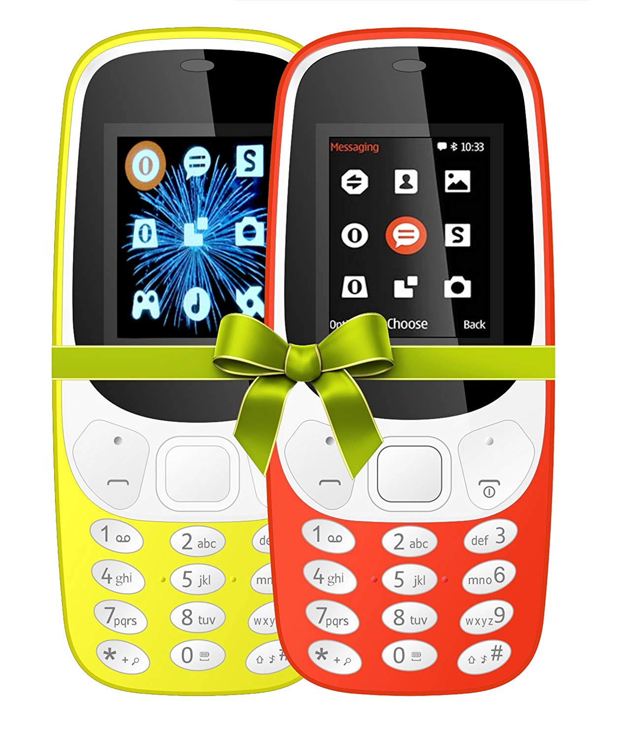 IKALL K3310 1. 8-inch Mobile Phone (Dual Sim, Yellow and Red, 64 MB) - Combo of 2