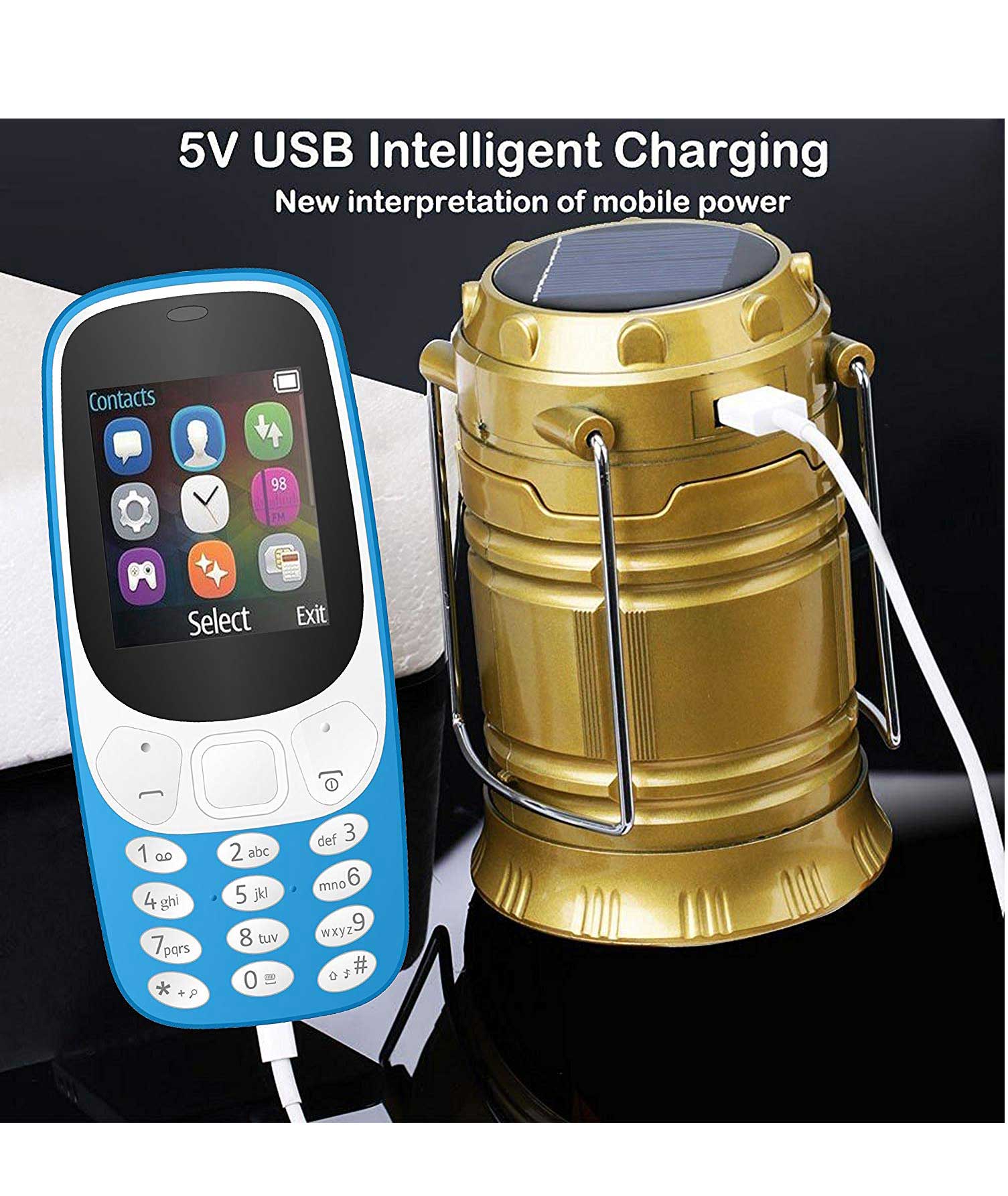 IKALL K3310 with Solar LED Lamp(Gold and Sky Blue)