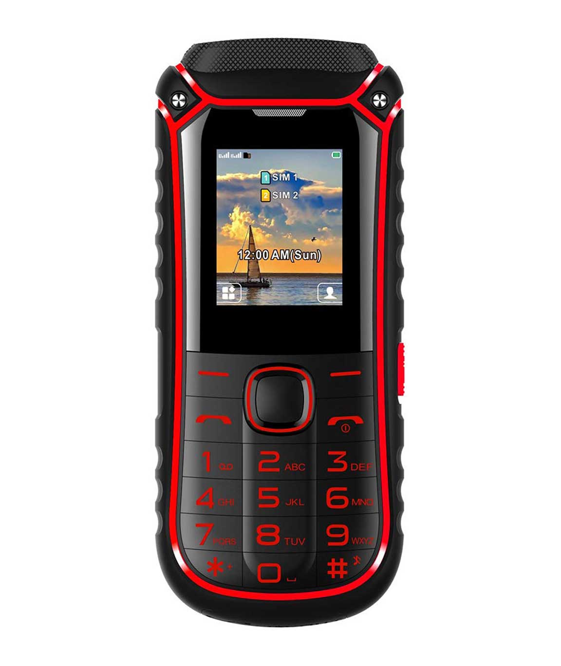 IKALL K34 3000 mAh Powerbank Phone with Big Torch (Black and Red)